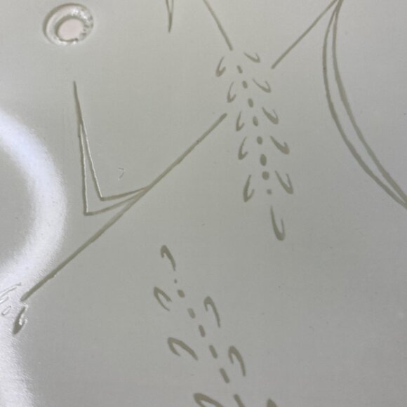 Vintage Frosted Glass Square Light Fixture Cover Etched Abstract Wheat Design - Picture 9 of 13